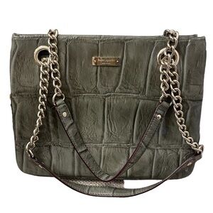 Kate Spade Green Croc Embossed Glossy Chain Strap Bag